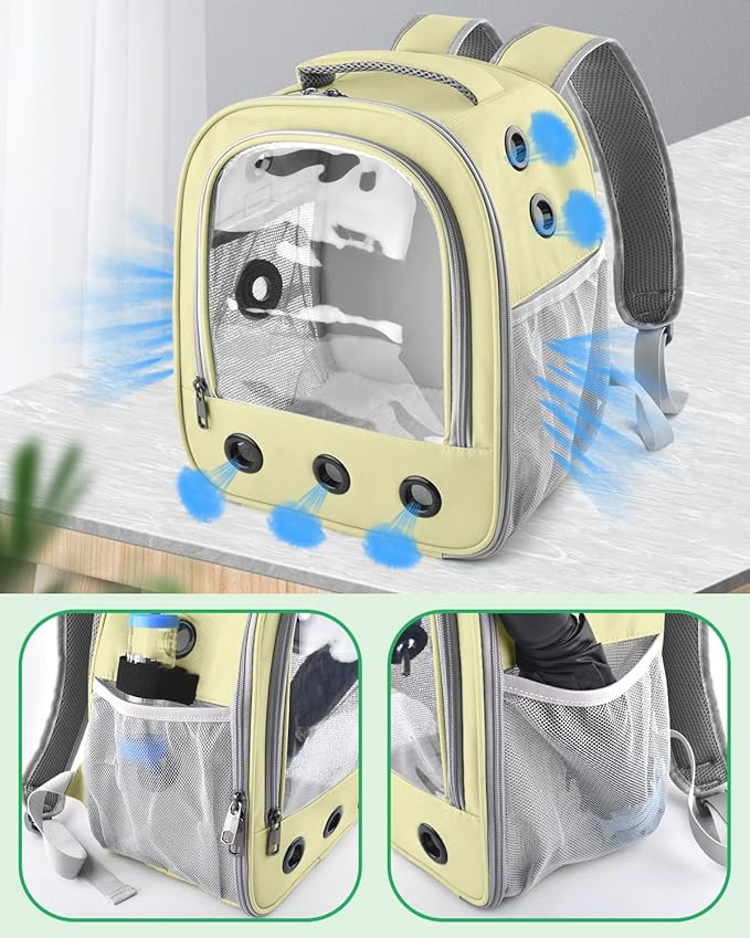 Guinea Pig Carrier Backpack, Portable Rabbit Travel Carring Bag for Pet Bunny Sugar Chinchilla Gerbil Bearded Dragon Hamster Parrot Outgoing Pouch Case with Water Bottle Holder & Detachable Pad