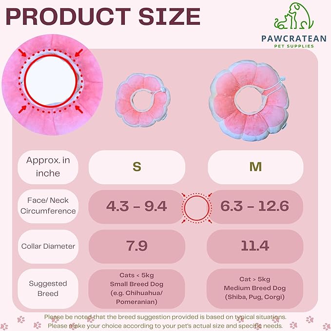 Adjustable Comfy Flower Style Elizabeth Collar for Cats Puppies Soft Recovery Cone Pet Protective Neck Collar (Pink, Medium)