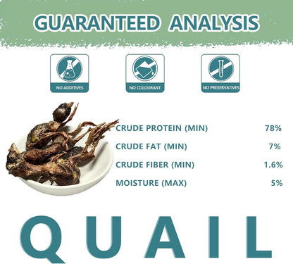 Freeze Dried Little Quail, 3 Oz Quail Dogs Cat Treats, Single Ingredient Freeze Dried Cat and Dog Treats Delicious Training Snacks, Natural Food Healthy Animal Protein Pet Food
