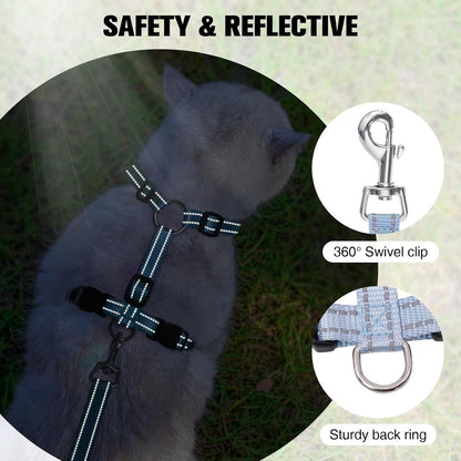 BEAUTYZOO Cat Harness and Leash Set for Walking Escape Proof, Neck Release Adjustable Harness for Kitten Puppy Small Medium Large Cats, Soft Cute Easy Control Small Cat Harness for Cats Boy and Girls