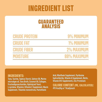 Skin & Coat for Cats – Functional Creamy Snack with Salmon Oil, Algae Oil, Zinc, Collagen & Biotin – Supports Skin and Fur Health – 30 x 0.53 oz Sachets – with Real Tuna