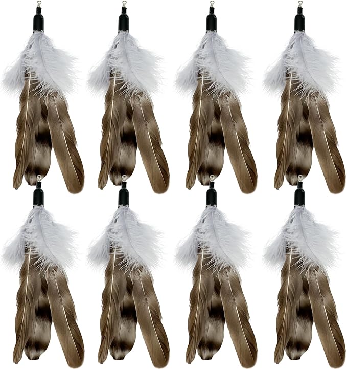 Cat Feather Toy Refills, 8 Pieces Natural Da Bird Feathers Refills, Cat Wand Replacement Feathers for Cat Toys