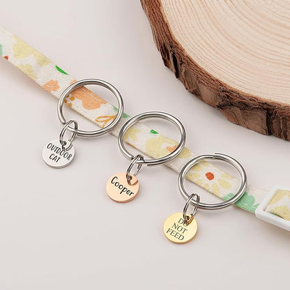 Anavia Small Size Dog Cat ID Tags, Small/XS Personalized Color Plated Stainless Steel Puppy Kitten Name Tags, Customized Engraved Nameplate Pet Collar Tag (Rose Gold, XS-Round)