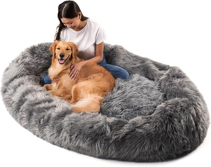 PupCloud, Human-Sized Dog Bed, Faux Fur Memory Foam, Waterproof and Machine Washable, Ultra-Soft Cover