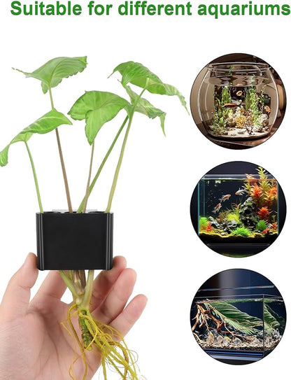 3 Holes Upgraded Aquatic Plant Cup Aquarium Plant Holder for Tank, Hanging Aquarium Plant Holder, Aquarium Aquatic Plant Cultivation, Aquarium Plant Decoration - 1 Pcs Black