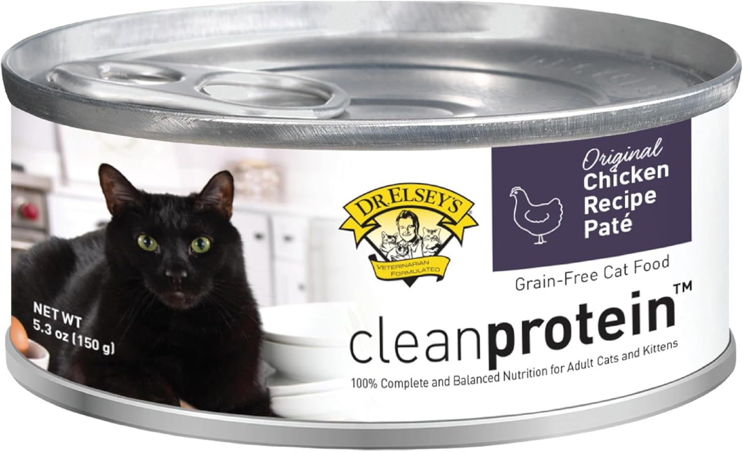 Dr. Elsey's cleanprotein Chicken Recipe Wet Cat Food, Pate 5.3 oz cans (Pack of 24)