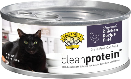 Dr. Elsey's cleanprotein Chicken Recipe Wet Cat Food, Pate 5.3 oz cans (Pack of 24)