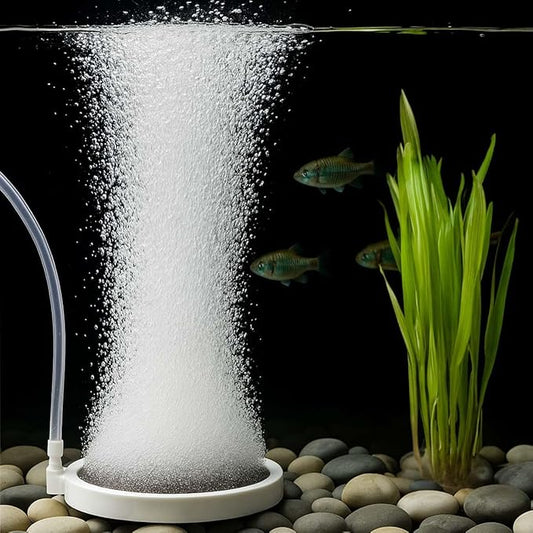 Fish Tank Bubbler, 3.2 Inch Aquarium Air Stone Kit, Nano Quiet Oxygen Diffuser for 20-70 Gallon Tanks, High Dissolved Oxygen, Dirt-Resistant Air Stone Bubbler with Tubing & Suction Cups