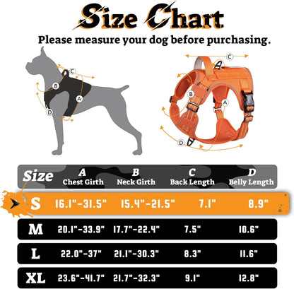 rabbitgoo Dog Harness Small Sized No Pull, Tactical Service Pet Vest with Molle and Control Handle, Adjustable and Reflective Military Harness for Easy Walking and Training, Orange, S