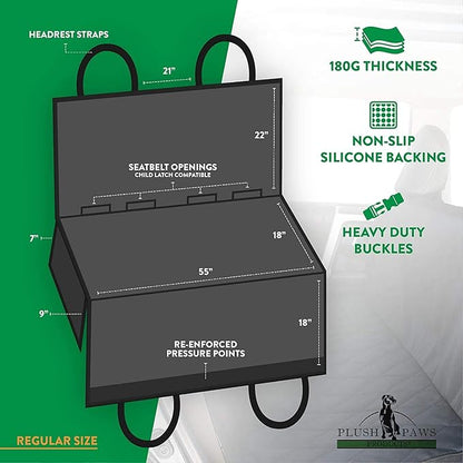 Plush Paws Products Premium Rear Car Seat Protector w/Hammock | Washable & Waterproof Back Seat Dog Cover for Car, Truck, & SUV | Nonslip, Tear Resistant Pet Seat Cover | Regular Tan