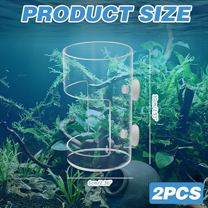 2Pcs Aquarium Fish Feeder Feeding Tray with Suction Cup, Feeding Tube Tank Divider Aquarium Breeder Box Fish Bowls Accessories Round for Turtle Shrimp Supplies Round