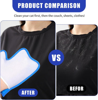 2PCS Pet Hair Removal Mitt, Dog Cat Hair Remover Gloves, Static Fur Grooming Cleaner Glove