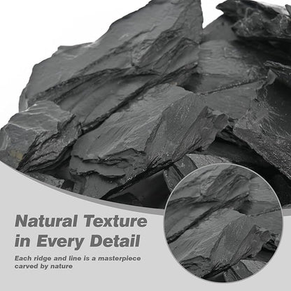 Unocho Natural Slate Stone Reptile Basking Platform Rock 10LB Fish Tank Rocks for Aquascaping Terrarium Decoration&Reptile Habitats Tortoise Enclosures(2-6 inches)