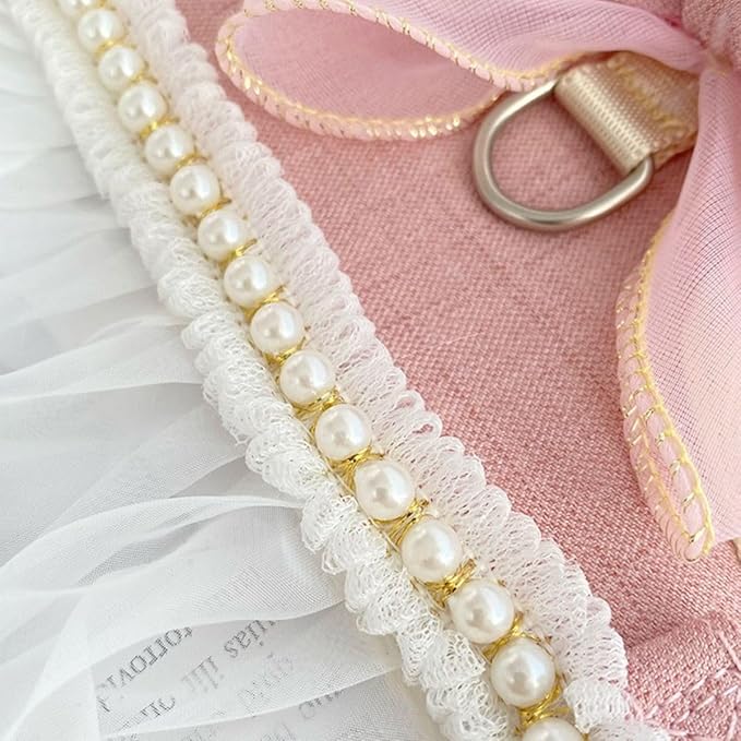 Rabbit Harness and Leash for Walking Escape Proof - Cute Skirt Mesh Breathable Bunny Vest Harness Outdoor Camping Hiking Training - Also Suit for Small Animals (Blue,M)