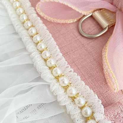 Rabbit Harness and Leash for Walking Escape Proof - Cute Skirt Mesh Breathable Bunny Vest Harness Outdoor Camping Hiking Training - Also Suit for Small Animals (Light Coffee,S)