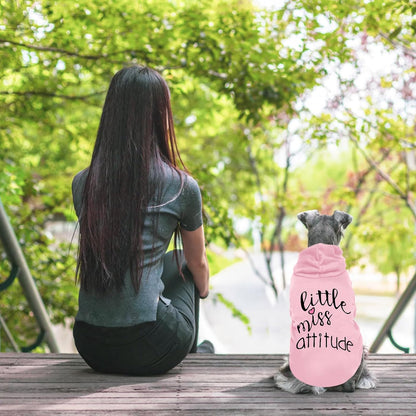 Cat Hoodies for Cats Puppy Pet Clothes Cat Apparel Little Miss Attitude Print Dog Hoodie for Small Medium Dogs Outfits for Kittens(Pink,S)