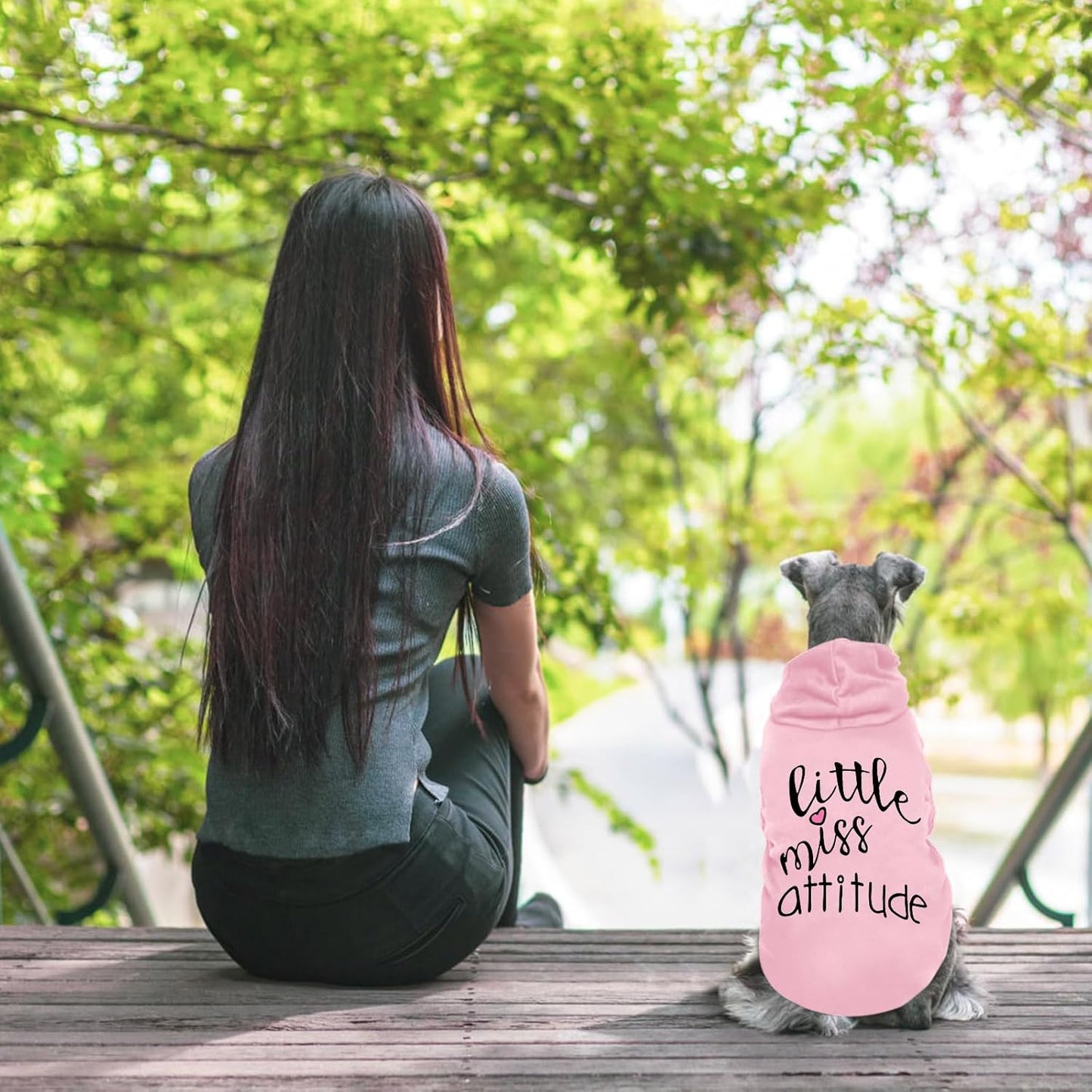 Cat Hoodies for Cats Puppy Pet Clothes Cat Apparel Little Miss Attitude Print Dog Hoodie for Small Medium Dogs Outfits for Kittens(Pink,L)