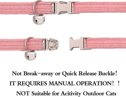 Personalized Cat Collar with Name Plate,Adjustable Tough Nylon Cat ID Collars with Bell,Customize Engraved Pet Name and Phone Number (Velvet Style C)