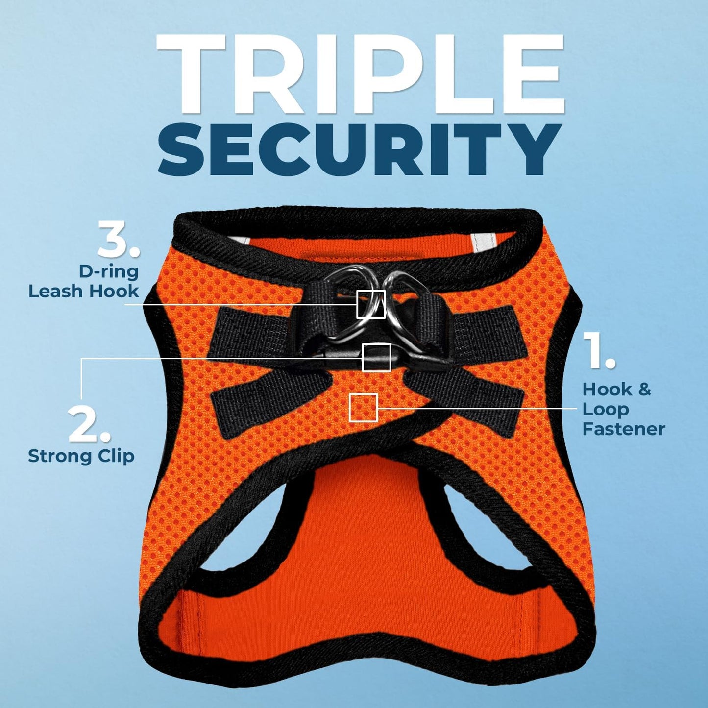 Best Pet Supplies Voyager Step-in Air Harness - All Weather Mesh, Reflective, No Pull Harness for Dogs, Cats - Secure with Hook & Loop Fastener, Buckle, Double D-Rings - Orange/Black Trim, S