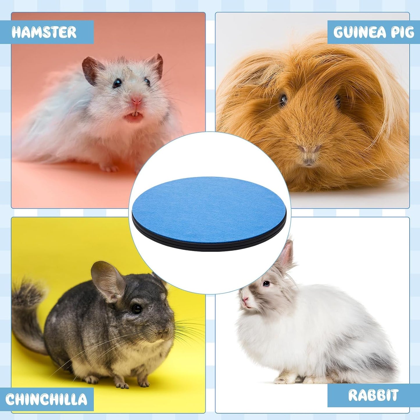 Rabbit Grooming Kit Rabbit Rotating Grooming Platform Non Slip Blue Felt Bunny Groom Accessories Supplies for Bunny Guinea Pigs Rat Hedgehog Gerbil Small Pets