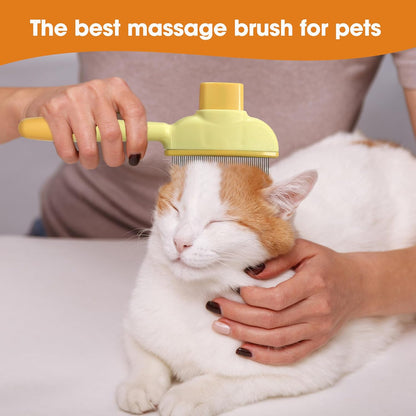 Cat Hair Brush & Dog Brush, Deshedding Brush for Long or Short Haired Pets, Removes Loose Fur, Durable Stainless Steel & ABS Design (yellow 2pcs)