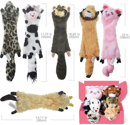 SHARLOVY Dog Squeaky Toy No Stuffing 6 Pack, Dog Toys Crinkle for Small Puppy, Durable Chew Plush Cute Animals Natural for Teething Pet