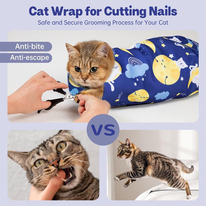 Paw Legend 35.4" Cat Wrap for Grooming Cat Wrap for Cutting Nails Cat Restraint for Nail Clipping Self Adhesive Blanket Restraint Cloth for Cats Within 22lbs