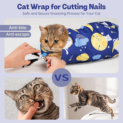 Paw Legend 21.7" Cat Wrap for Grooming Cat Wrap for Cutting Nails Cat Restraint for Nail Clipping Self Adhesive Blanket Restraint Cloth for Cats