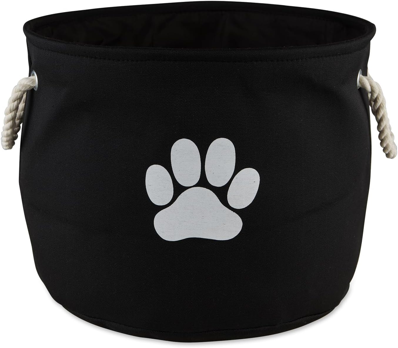 Bone Dry Pet Storage Collection Collapsible Bin, Black, Small Round