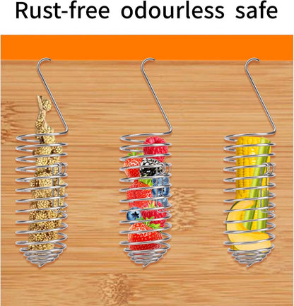 2pcs Bird Treats Holder, Stainless Steel Parrot Food Holder Hanging Basket Cage Accessories Bird Foraging Chew Toy Corn Cob Fruit Vegetable Millet Feeder for Macaw Cockatoo Parakeet Canary