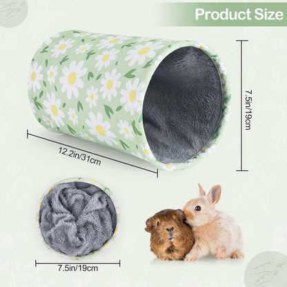 Glittme Guinea Pig Tunnel Washable Guinea Pigs Hideout Portable Rabbit Tunnels Soft Ferret Tunnel for Playing Resting Guinea Pig Accessories for Hedgehogs, Hamster, Bean Green