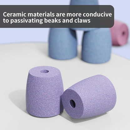 Bird Perch Stand Toy – Abrasive Surface Ceramic Paw Grinding Stick – Parrot Nail File for Budgies Parakeets Cockatiels Conures Bird Cage Accessory(Pink, 7.8Inch)