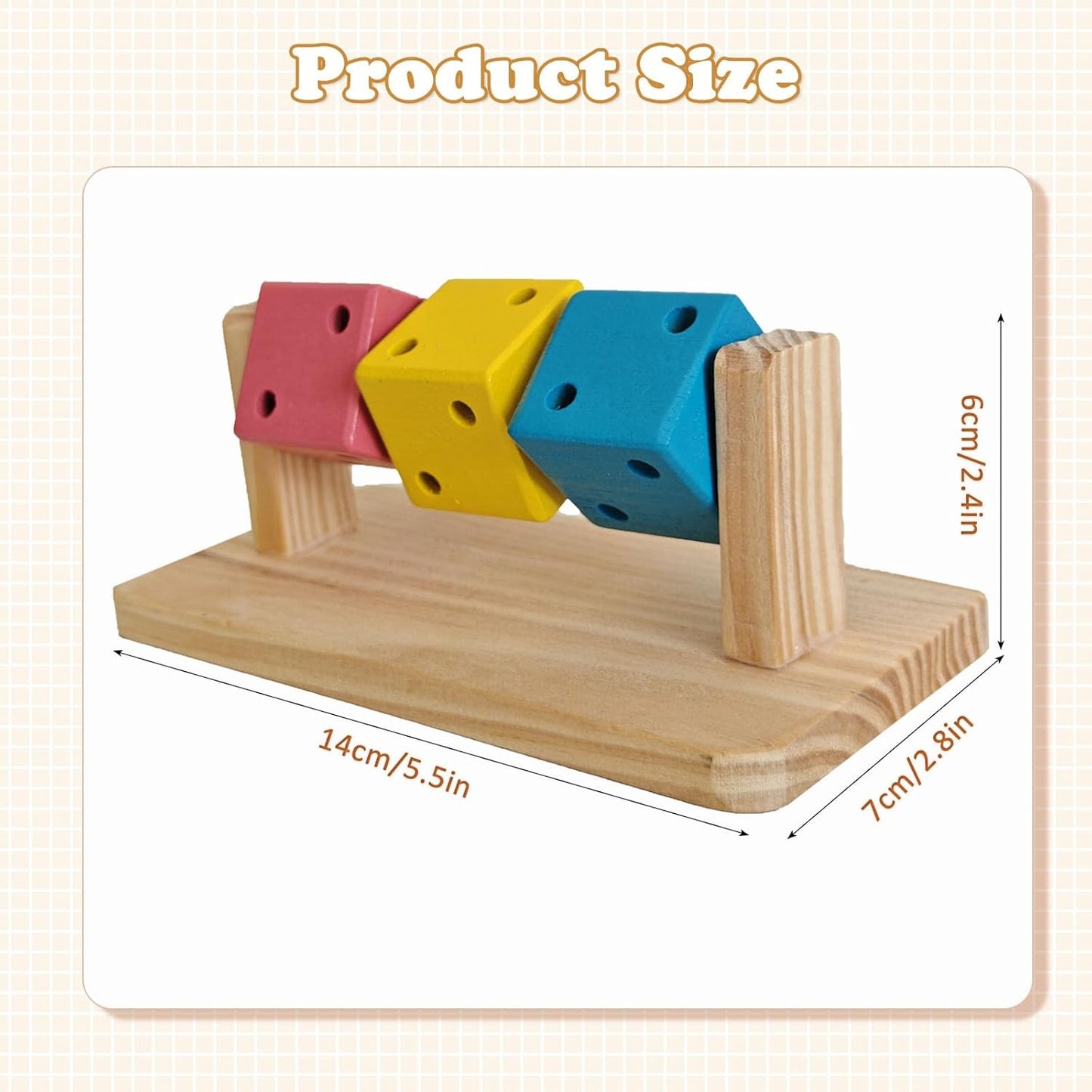 Small Animal Activity Toy with Rotating Wooden Cubes for Hamsters Gerbils Mice