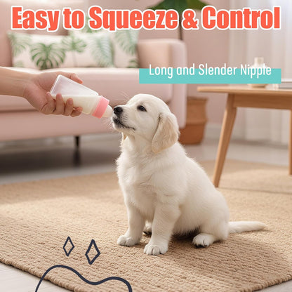 DEMORA Kitten Bottle Feeding Kit, Graduated Nursing Feeding Bottles for Pet Kitten Puppy Hamster Rabbit with Two Kinds of Replaceable Nipples Feeder (Clear, 3.4 oz)