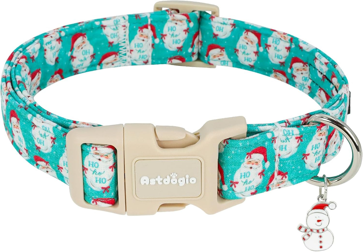 Christmas Dog Collar，Soft Cotton Dog Collars for Medium Dogs, Dog Christmas Collar with Santa for Small Medium Large Dogs, Adjustable Green Collars Perfect for Girl or Boy Dog Collars-M