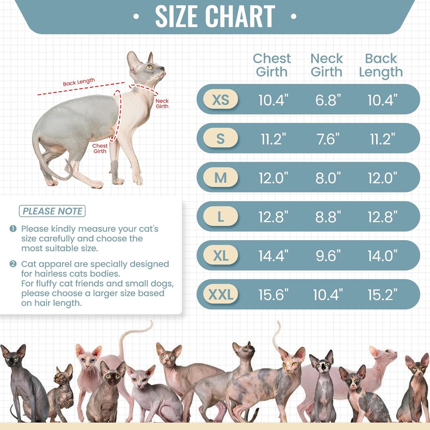 DENTRUN Sphynx Hairless Cats Shirt Pullover Kitten T-Shirts, Breathable Cat Wear Turtleneck Sweater Adorable Cat's Clothes Vest Pajamas Jumpsuit