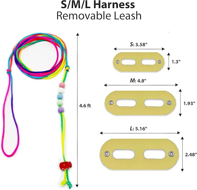 AIITLE Bearded Dragon Leash & Harness 3-Size Pack (S/M/L) - Adjustable, Soft Leather Reptile Harness for Geckos, Lizards, Chameleons, Ferrets, Hamsters, Yellow