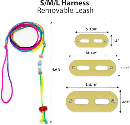 AIITLE Bearded Dragon Leash & Harness 3-Size Pack (S/M/L) - Adjustable, Soft Leather Reptile Harness for Geckos, Lizards, Chameleons, Ferrets, Hamsters, Yellow
