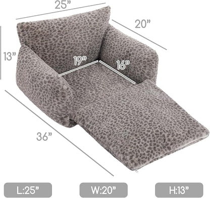 Hollypet Cat Bed Fluffy Plush Mutifuctional Double-Layer Soft Pet Couch Orthopedic Sofa Nest Beds for Small Cats and Dogs, Snow Leopard (25x20x13 inch)