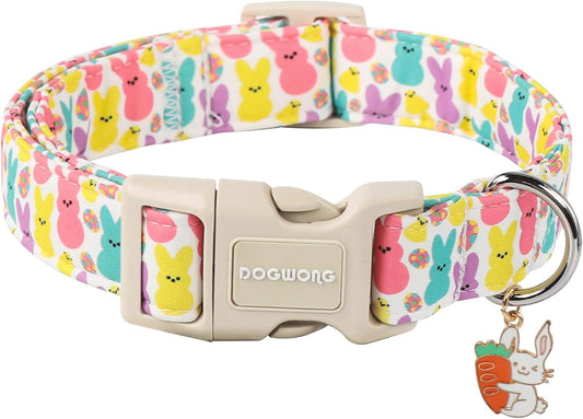 DOGWONG Easter Dog Collar- Cute Coloful Egg Dog Collars Adjustable Designer Easter Day Puppy Heart Dog Collar for Small Medium Large Dogs M