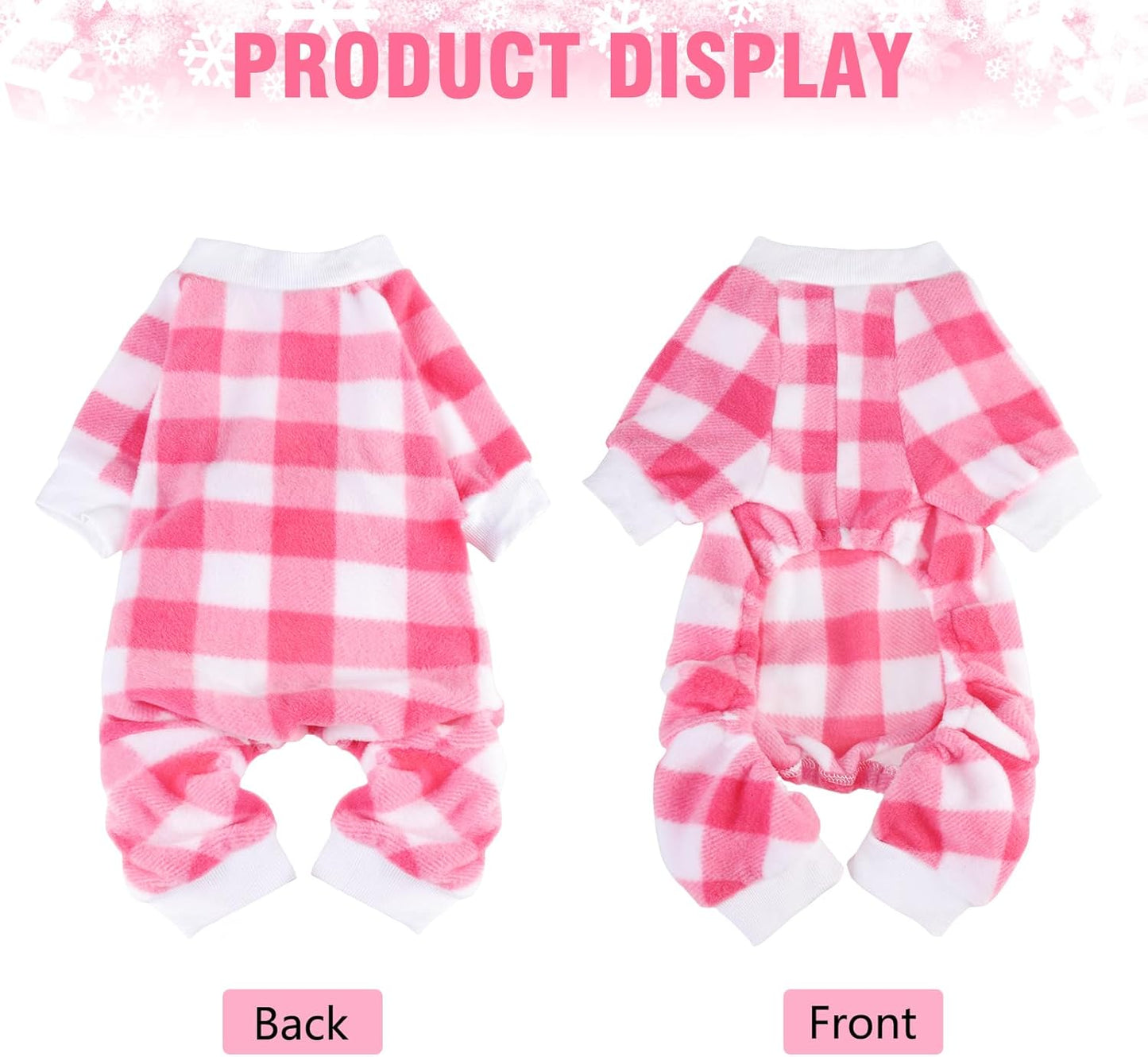 SCENEREAL Dog Pajamas for Small Dogs - Soft,Warm Pet Sweater Clothes Puppy Onesie Outfits for Doggie Winter Christmas Thanksgiving - Dog Jammies Pjs，Pink XS