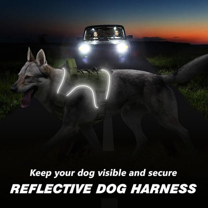 WINGOIN Green Tactical Dog Harness for Small Dogs, Heavy Duty No Pull Harness with Handle, Adjustable Reflective Military K9 Pet Vest for French Bulldog, Pug, Walking, Training, Hunting (S)