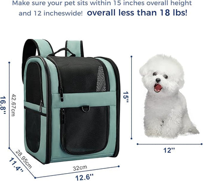 Apollo Walker Dog & Cat Carrier Backpack for 4-18lb Pets - Ventilated Safe Design with Padded Back Support, Breathable Mesh Pet Backpack for Hiking, Travel, Outdoor (Blue)