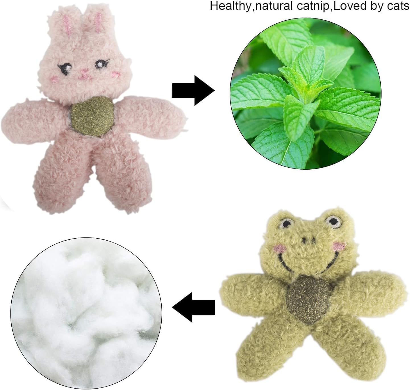 Cat Toys with Catnip Kitten Chew Bite Supplies Boredom Relief Fluffy Kitty Teeth Cleaning Chewing Cat Lovers Interactive Plush Gift (Panda)
