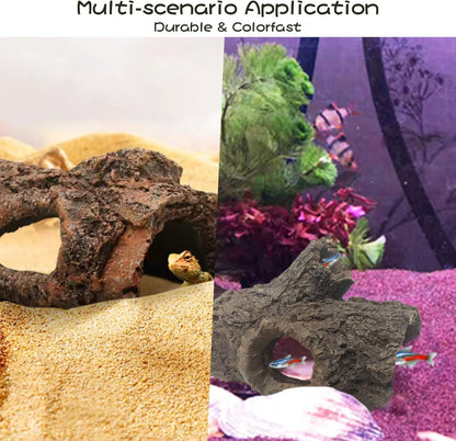 Tfwadmx Leopard Gecko Hide, 7" Reptile Hideout, Resin Simulated Hollow Log for Aquarium, Betta Fish Hideout, Reptile Tank Accessories for Corn Snakes, Young Lizards, Hermit Crabs, Frogs