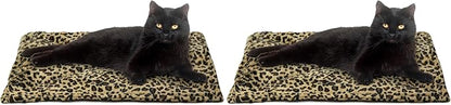 Furhaven ThermaNAP Self-Warming Cat Bed for Indoor Cats & Small Dogs, Washable & Reflects Body Heat - Quilted Faux Fur Reflective Bed Mat - Leopard, Small (Pack of 2)
