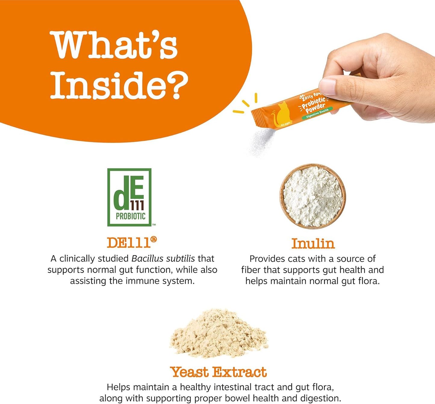 Zesty Paws Probiotics for Cats - Powder Meal Topper for Digestive, Immune System Support for Feline Biome - Premium DE111 Cat Probiotics for Digestive Health - Fiber & Yeast Extract - Pumpkin - 30 Ct