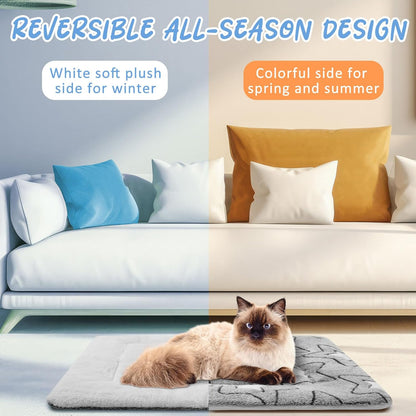 VitalCozy 2 Pack Self Warming Cat Mat Self Heating Pad Bed Reversible Machine Washable Reflects Body Heat Warm Thermal Pet Pad Crate Blanket for Feral and Indoor Cat(Double Star,22'' X 18'')