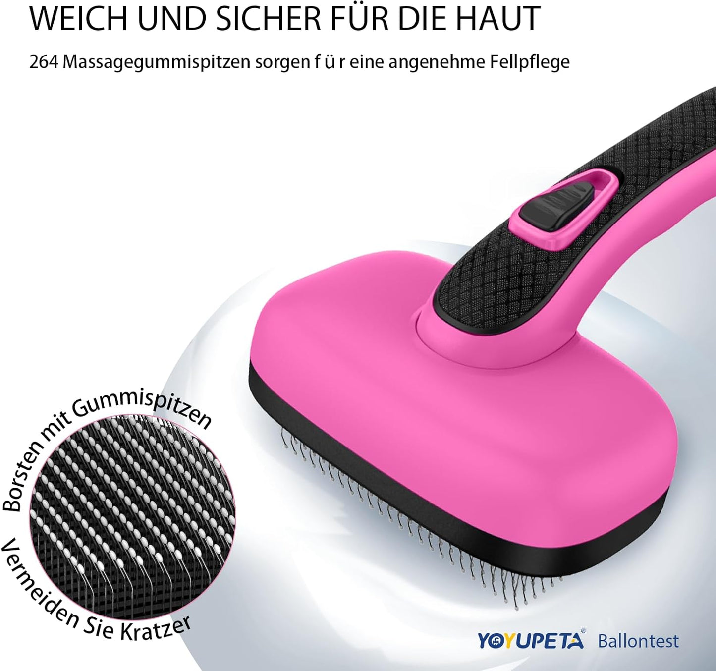 Dog Brush for Shedding & Grooming, Self Cleaning Slicker with Retractable Pins for Short & Long Haired Dogs & Cats. Removes Loose Fur, Undercoat, Mats & Tangles. Fits Large, Small Pet. Pink