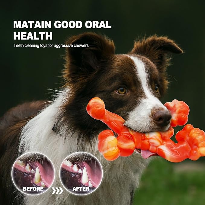 WinTour Indestructible Dog Toys for Large Dogs Aggressive Chewers, Tough Dog Toys for Aggressive Chewers Large Breed, Durable, Heavy Duty Chew Bone, Bacon Flavor